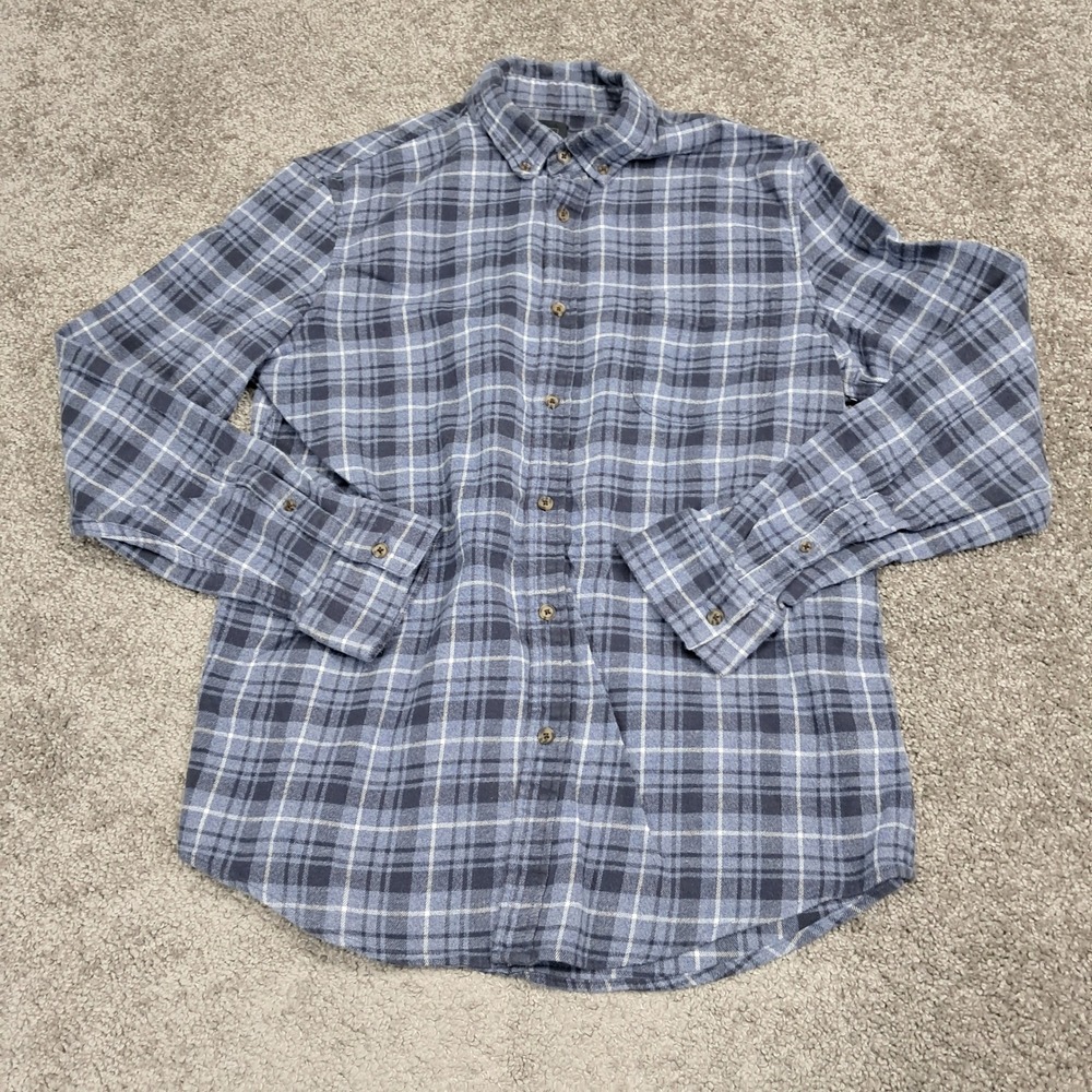 14th & Union Mens XL Trim Fit Plaid Button Down Shirt Blue Grey Long Sleeve